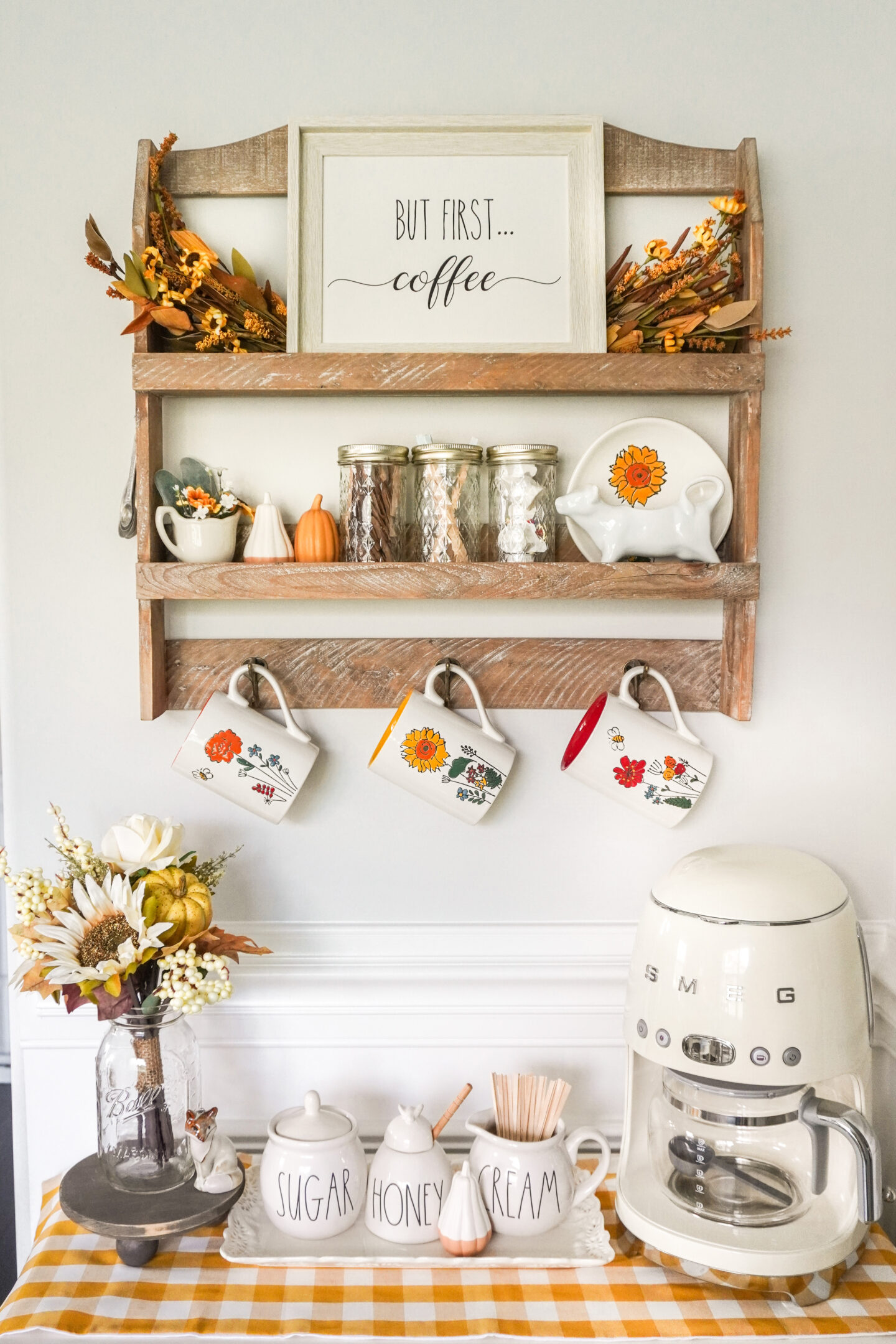 how to decorate a coffee bar for fall 