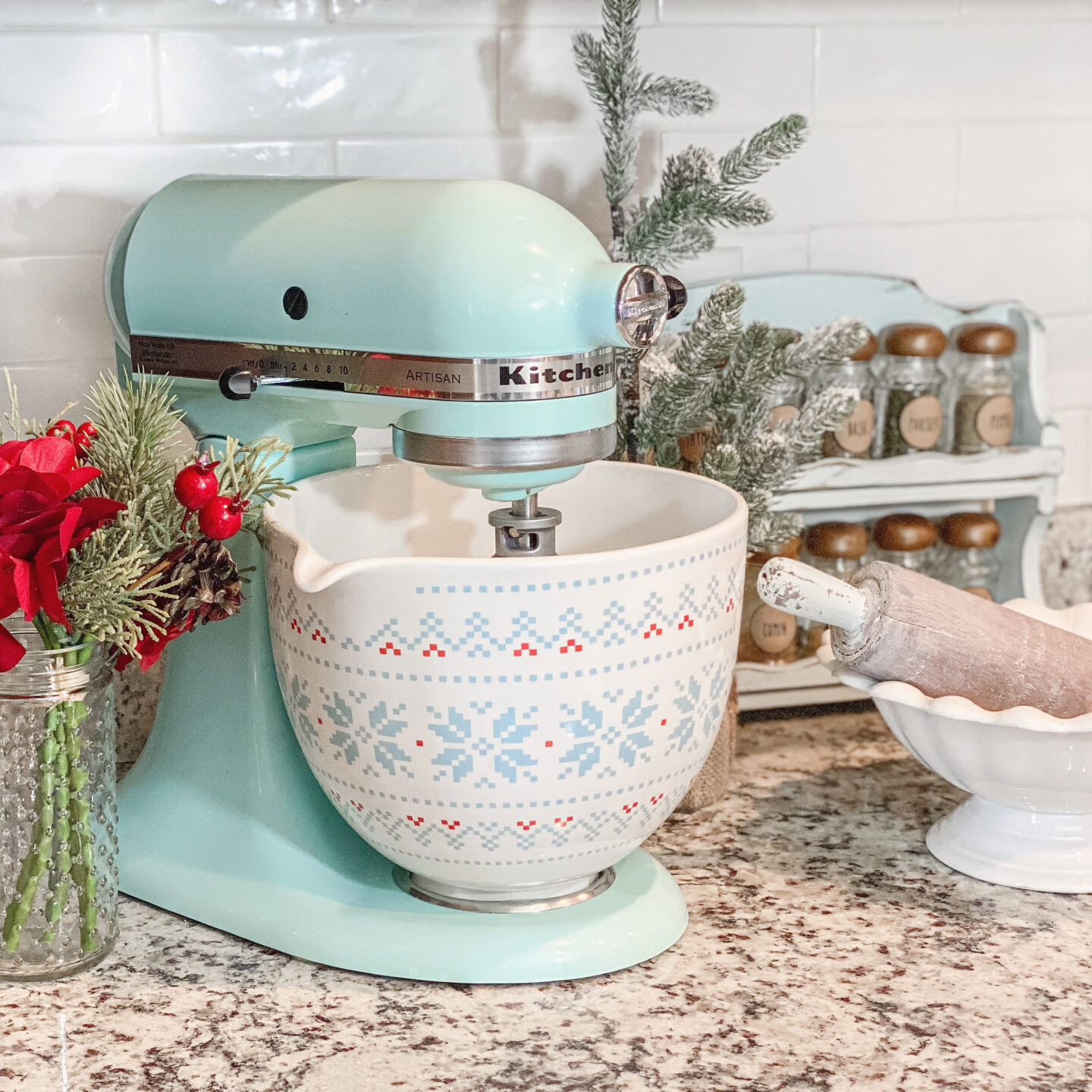 KitchenAid - 5 Quart Ceramic Bowl - Blue Mermaid Lace