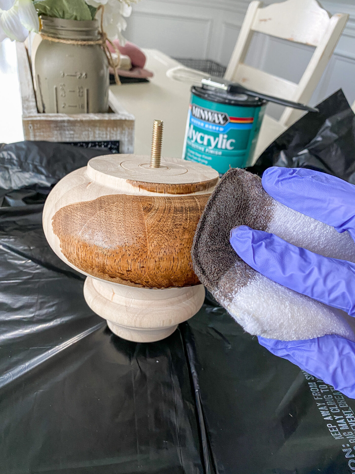 staining unfinished wood feet