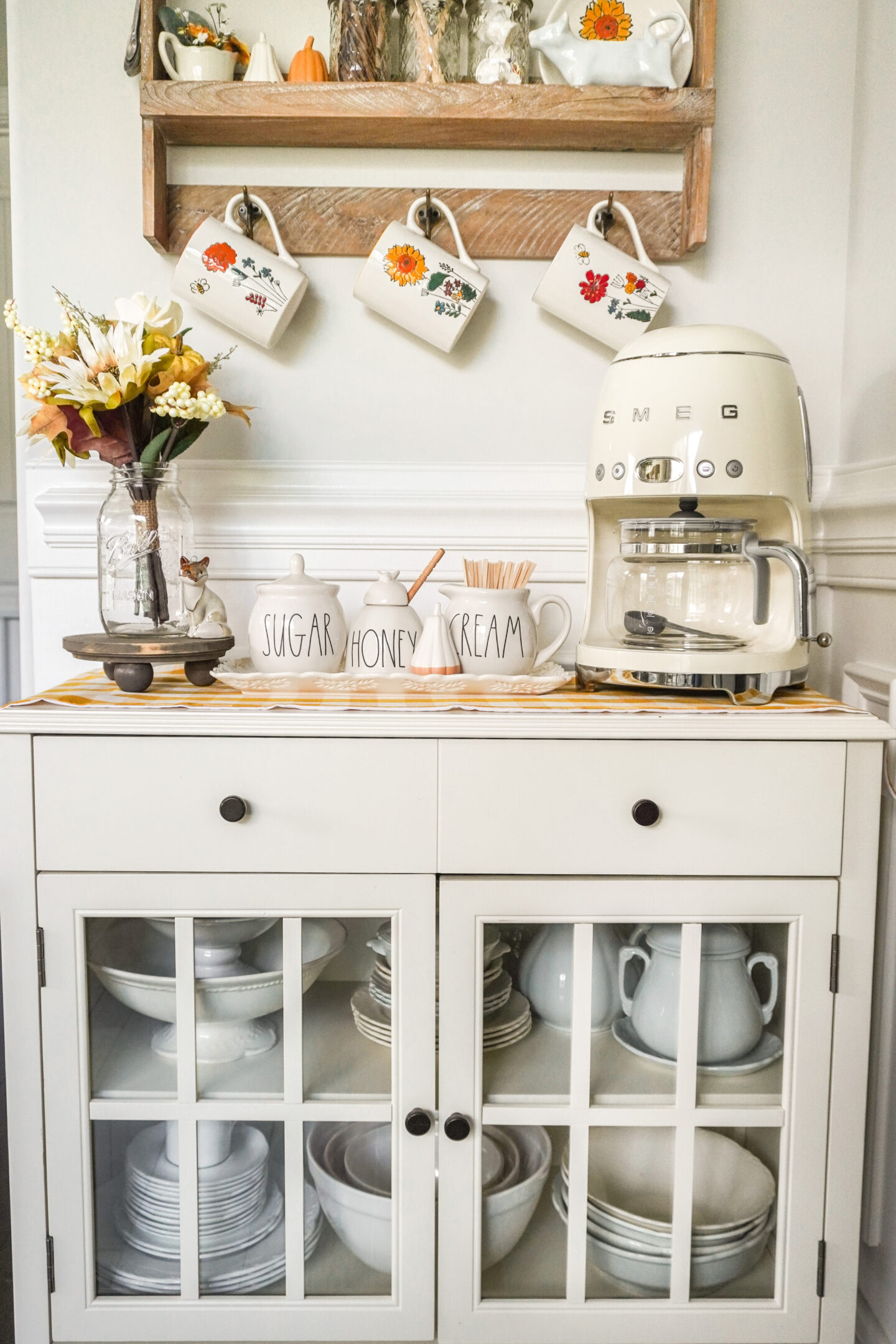 ironstone filled cabinet