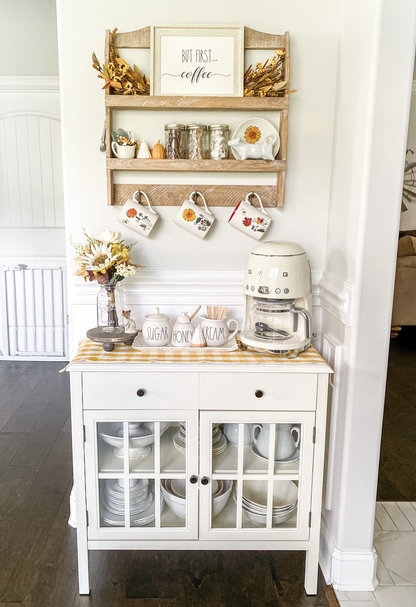 coffee bar decorated for fall